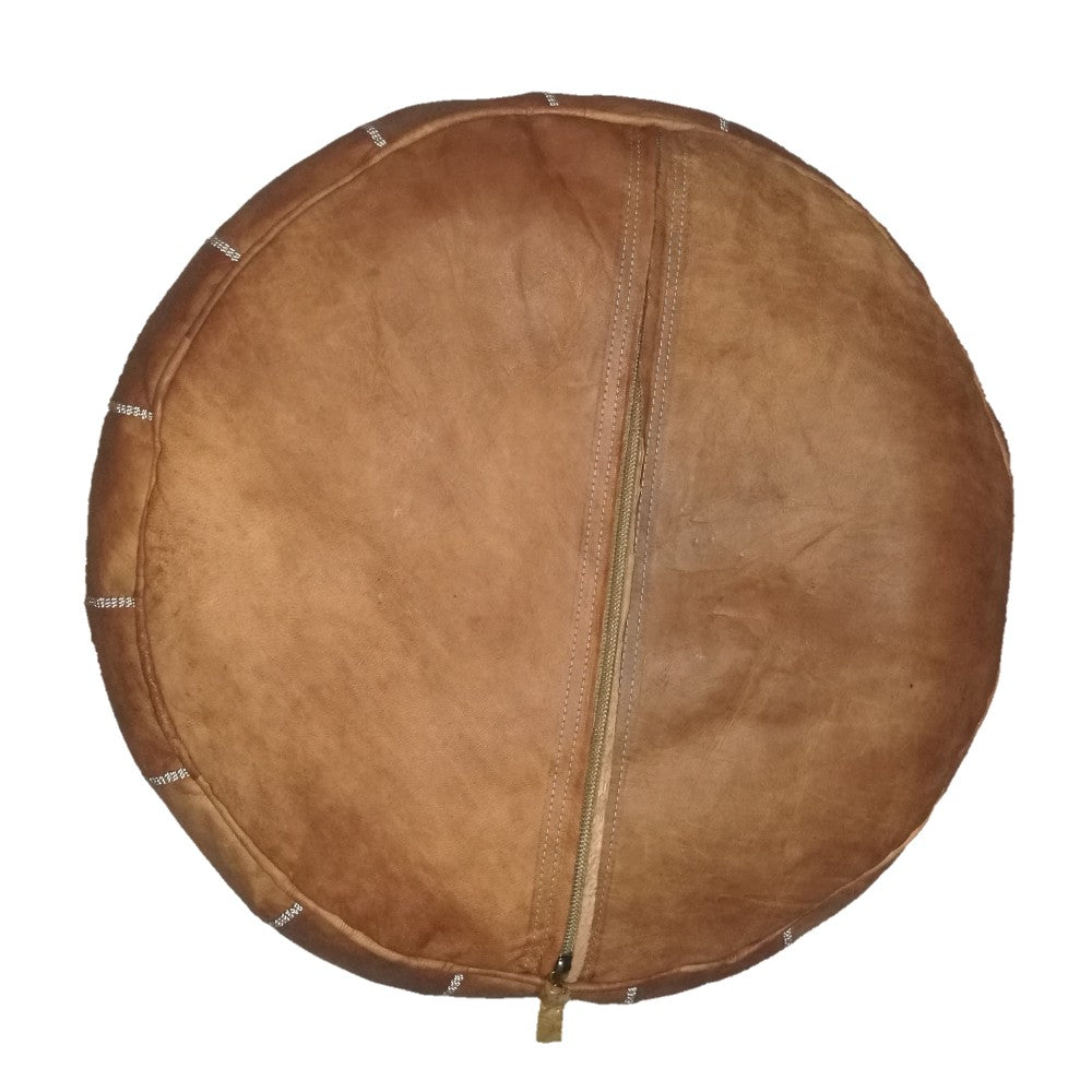 Set Of 2 Geniune Moroccan handmade leather pouf Natural